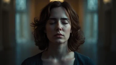 Persona practicando respiración consciente en un entorno tranquilo para calmar la mente