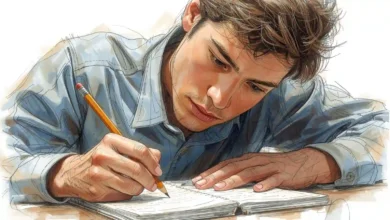 Persona escribiendo su plan de desarrollo personal en una libreta con lápiz